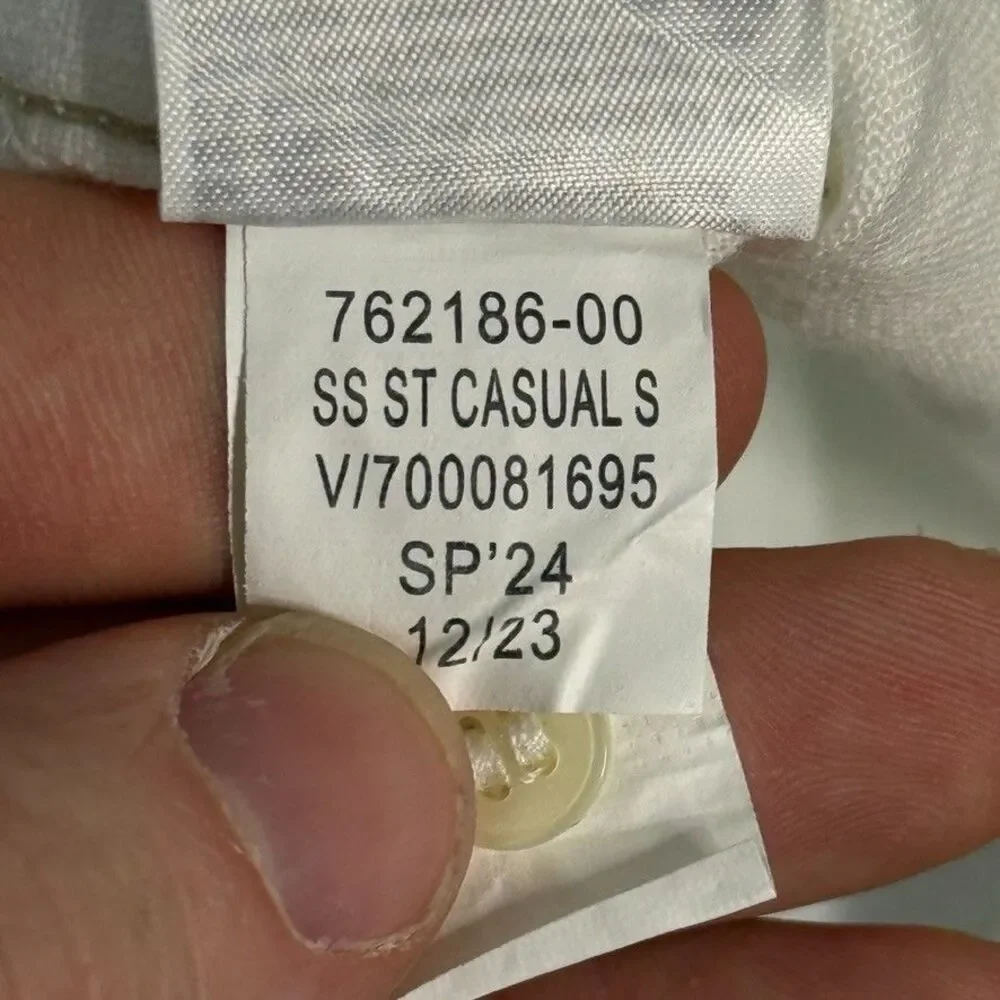Banana Republic Shirt Mens XL White Slim Fit Linen Short Sleeve Button Down